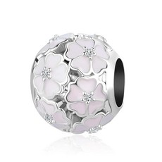 ECLATIS 화이트 플라워 비즈 참 핏 디자인 팔찌 크리스마스 생일 하이퀄리티 주얼리 여성 딸 자매 손녀 특별한 선물 302368