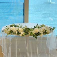 파티앤온 센터피스 파티 행사 테이블 조화 꽃장식, 퓨어화이트 퓨어화이트