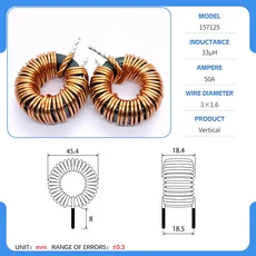 40mm 6.8/33/180/220/330/900UH/2/10/15MH KS 157125 Sendust 토로이달 인덕터 SPWM 필터, 02 33uH 3x1.6 V, 01 CHINA