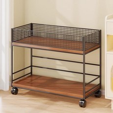 주방 이동식선반 카트 트롤리 식탁옆 바퀴달린 2단 선반 자재 다층 정리, 07.블랙 그리드-데스크탑