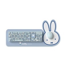 Miffy x MiPOW 米菲104鍵全尺寸無線鍵盤滑鼠套裝組MPC006, 藍色, MPC006, 全尺寸