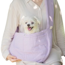 퍼닝 강아지 슬링백 포대기 이동가방, 연보라, 1개