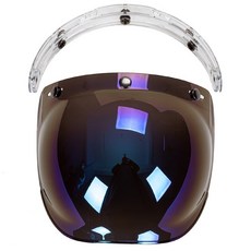 헬로엑스 오토바이헬멧용 버블쉴드 투명 스윙어댑터포함 배달, 블루오로라미러