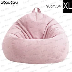 OTAUTAU 콩 가방 의자 박제 거대한 콩 주머니 소파 침대 두꺼운 리넨 몰려 들고 Pouf 오토만 좌석 퍼프 라운지 가구, [35] XL-light pink