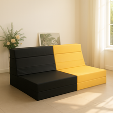 엔젤홈스 5단 접이식매트리스 소파베드 바닥매트 PU 레자블랙 레자옐로우, 상세페이지 참조, 5단(대)블랙