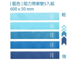 ND 藍色阻力帶漸變5入組 拉力帶 拉力繩 彈力繩 阻力繩, 1個, 5入組
