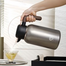 Mochae 스텐 보온 보냉 주전자 진공 보온포트 대용량 가정용 커피포트 24시간 보온병 2L, 1개, 골드