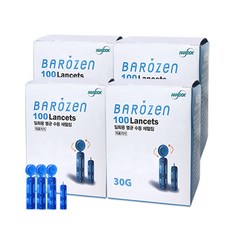 바로잰 일회용 멸균 수동 랜싯 채혈침, 100개입, 4개