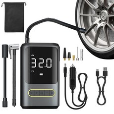 아우리넥스 프리미엄 무선 셀프 타이어 공기압 주입기, 블랙A, 1개
