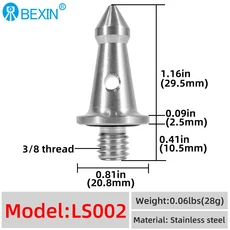 Bogen Manfrotto Gitzo RRS 삼각대 스탠드용 나사 교체 스테인리스 스틸 모노포드 발 스파이크 3/8 인치 M8, 01 빠른  Mainland, 04 LS002 1PC