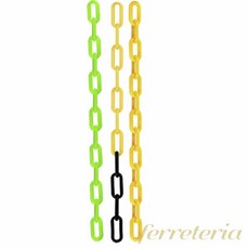 플라스틱 사슬체인 통제줄 사슬줄 6MM X 50M 형광 주차안전용품 주차방지 체인사슬, 노검, 1개