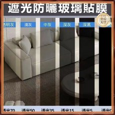 居家必備 灰色玻璃膜 隔熱玻璃貼紙 玻璃紙 窗戶隔熱紙 遮陽防曬隔熱膜 傢用窗戶防曬隔熱貼膜 雙嚮透明遮光防紫外線貼, 深 黑 【透光5%】,寬100*100CM【需要幾M拍幾件】, 1個