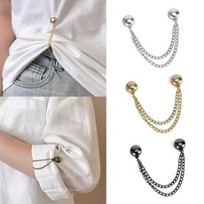 예삐스토어 6p세트 옷 소매 고정 자석 셔츠 밑단 기장 버클 체인 액세서리, 1개, 골드+블랙+실버