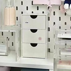 桌面收納盒 痛櫃 小紅書同款 咕卡收納箱 少女心 雜物收納箱, 1個, 三層抽屜盒