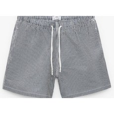 ZARA 泡泡紗紋理泳褲 短褲 黑白條紋 8574/407