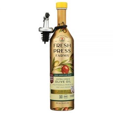 Fresh Press Farms 냉압착 하이 폴리페놀 퓨어 골드 엑스트라 버진 올리브 오일 500ml(16.4액량 온스) 조지아 재배 100% 미국산 비정제 Whole, 10.15 x 2.39 x 2.39 inches