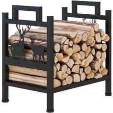 튼튼한 이동식 장작 보관 거치대 불멍 철제 랙 벽난로 땔감 12, M32 화로걸쇠삽집게브러시포함