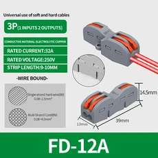 10100Pcs 레버 와이어 커넥터 컴팩트 스플라이싱 2 3 5 웨이 전기 빠른 연결 28-12 AWG 용, 03 10 PCS, 05 1-In 2-Out