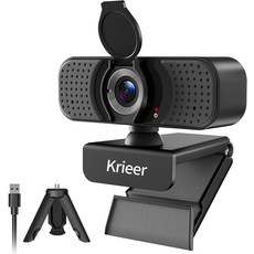 듀얼 마이크와 회전식 트리포가 장착된 Krier 4K HD 웹캠 PC노트북용 개인정보 보호 커버 USB 컴퓨터 카메라 플러그 앤 플레이로 통화 라이브 스트리밍 게임 및 온라인