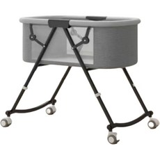 babybed 多功能嬰兒床，可拼接大床、可移動、可摺疊搖籃, 基礎款(黑管)-灰色(牀墊)CLM1