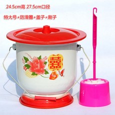 스테인레스 손잡이 요강 소변통 이동식 환자용 전통, 미끄럼방지링+뚜껑+베이스브러시가있는초대형턴버클