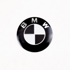 BMW 엠블럼 로고 스티커 화이트 블랙 알루미늄스티커 56MM, 1개, 블랙/화이트
