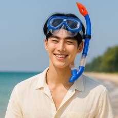 오션 스노쿨링세트 스노쿨링마스크 스노클링 물놀이 프리다이빙 장비 물안경 스노클세트, 블루