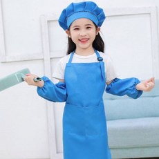 어린이 키즈 유치원 방수 앞치마 요리사 모자 세트 _20260101EA