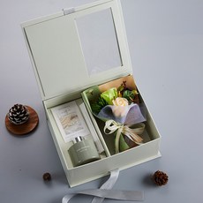 香薰花束禮盒 擴香套裝, 綠色梔子花(含手提袋), 1個
