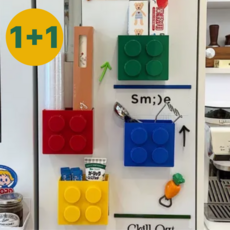 나나홈즈 냉장고 자석 수납 선반 펜꽂이 미드센추리 인테리어, 옐로우+그린, 1개