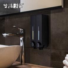 生活采家 按壓定量給皂機 沐浴乳架, 1個, 250ml霧黑雙孔(含內管), 霧黑