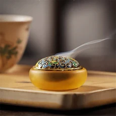 1pc 불교 용품 향 버너 연꽃 향로 합금 백단향 집 가구 홈 오피스 장식, A2