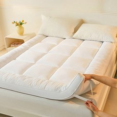 혜신 두툼한 사계절 침대 매트리스 토퍼 매트리스 바닥 매트 10cm, 흰색