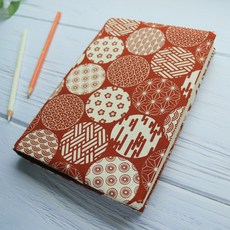 【緣-橘紅】書衣書套 可調式布書衣 A6 A5 B6 50K 25K 32K 20K 16K 商周尺寸, 1個