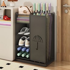 臺灣發貨雨傘架室內家用門口置物架鐵藝收納架, 1個, 雅典黑-大號