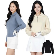 도톰한 여성 와이드 하이넥 반집업 곮프 니트티 중년여성 친목회 골프