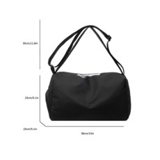 韓版潮流百搭大容量健身包，日系運動風手提旅行包，少女斜挎包, 黑色, 38cm*23cm*23cm