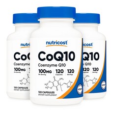 Nutricost CoQ10 뉴트리코스트 코큐텐 코엔자임 100mg 120정 3팩, 3개