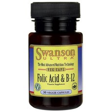 Swanson 斯旺森 葉酸B-12素食膠囊, 30顆, 1罐