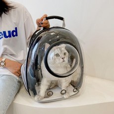全店折扣 貓包外出便攜貓揹包太空艙貓咪狗狗揹包裝貓書包透明雙肩包寵物包, 透明太空罩 藍色,（加大加硬）有側開門-9.0公斤以內寵物, 1個