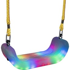 조정 가능한 로프와 체인으로 스윙 시트에 불을 밝힌 Firefly LED 조명. 낮이나 밤에 24개의 조명이 켜집니다. 실외실내 사용. 150파운드 사용자 용량. XDP