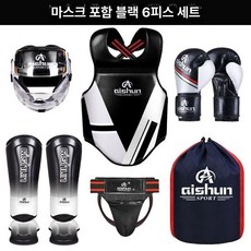 카프킥 미트 로우킥 MMA 보호대 장비 레그킥 두꺼운, 페이스가드 있음 6피스 블랙, XL