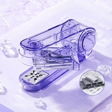 회전 스테이플러 심포함 사무용 데스크테리어 제본용 360도, 1개, 투명 보라