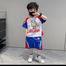 男童夏季奧特曼薄款短袖套裝 2025夏裝新款兒童洋氣寶寶兩件套衣服