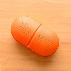 휴대용 알약 케이스 원형 상자 여행용, 다크 오렌지(6칸)