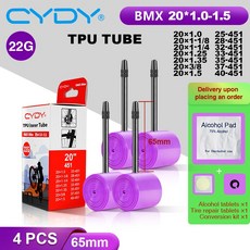 22G CYDY 야외 초경량 TPU BMX 자전거 내부 튜브 20 451 20x1.0-1.5 타이어 FV45mm 펜 사이클링 부품, 01 451, [07] CYDY 451 65mm 4pc