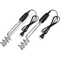 2팩 1000W 110V 침지 온수기 10인치 휴대용 전기 히터 소자 캠핑 풀 여행 가정용 잠수식 버킷 욕조