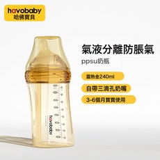 新生嬰兒奶瓶0-6個月防脹氣防吐奶防嗆玻璃奶瓶80/160ml硅膠奶嘴, 1個, PPSU-【240ML】導氣防脹氣:一個