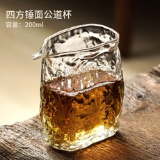 尚言坊 玻璃公道杯 加厚耐熱 過濾茶海 功夫茶具, 1個, 玻璃四方錘面公道杯