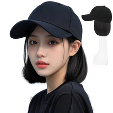 이쁘다샵 가발위드 단발 스타일캡 여성 모자가발, 블랙+진한블랙, 1개